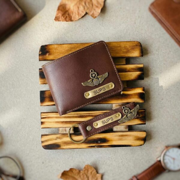 Personalized Leather Wallet & Keychain Set