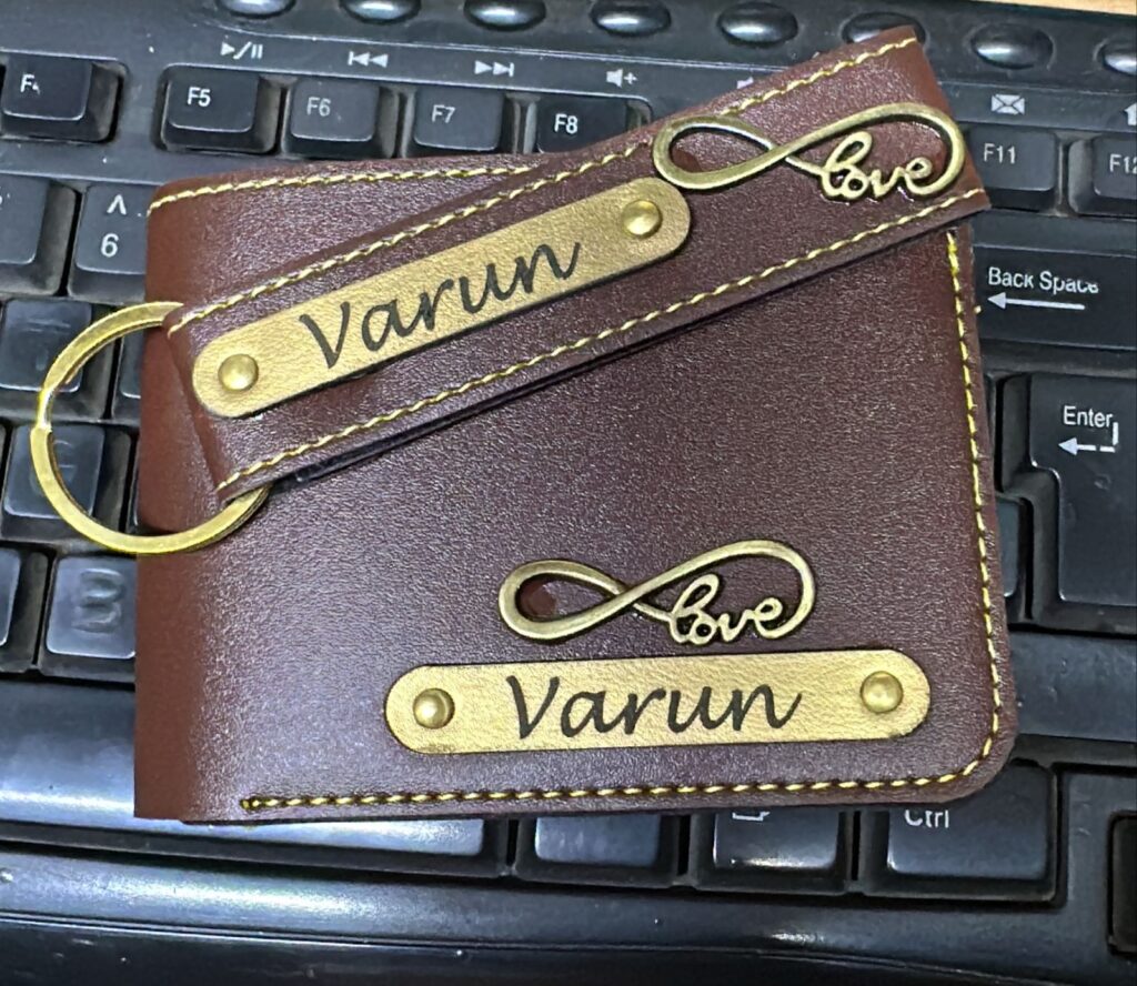 Personalized Leather Wallet & Keychain Set