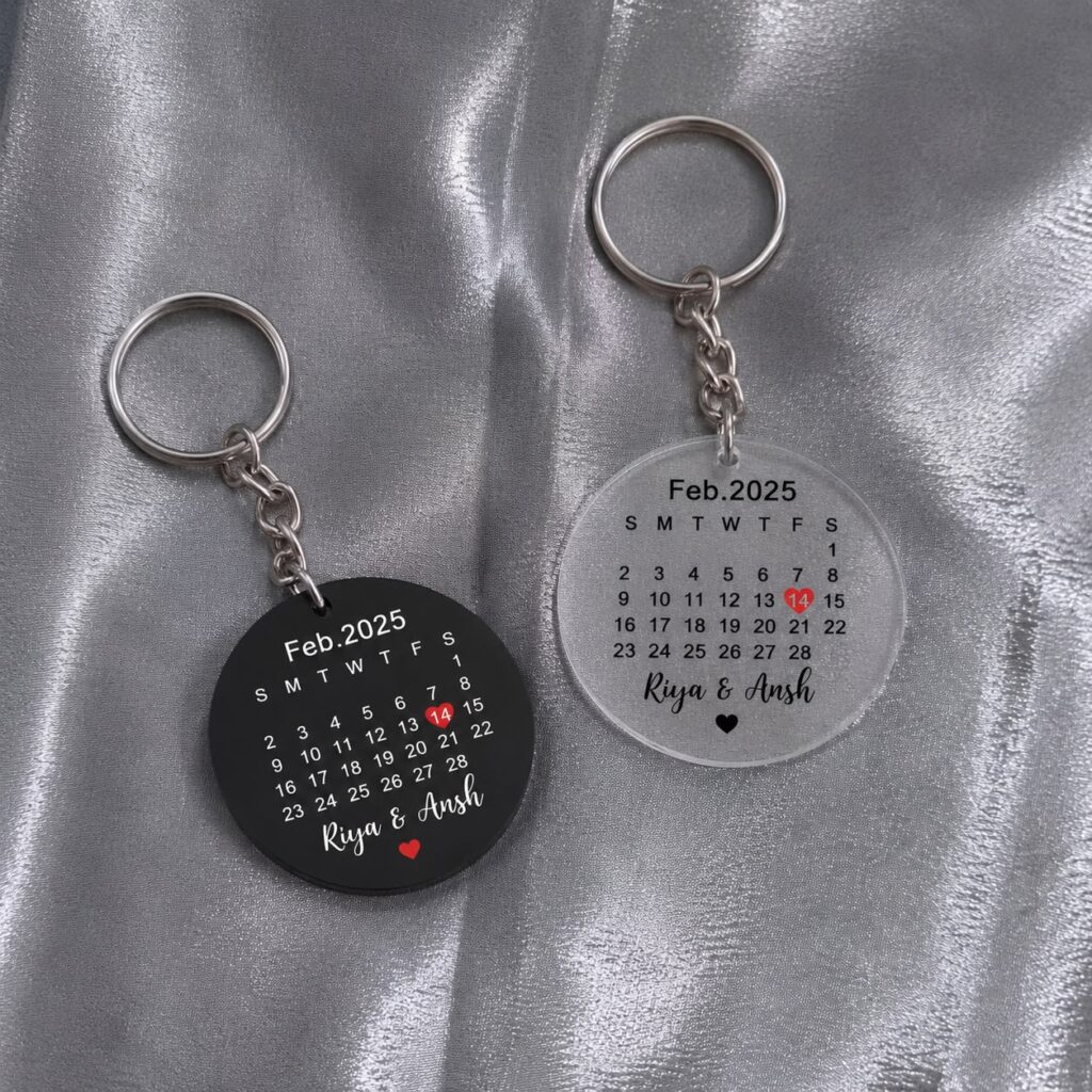 Personalized Couple Calendar Keychain