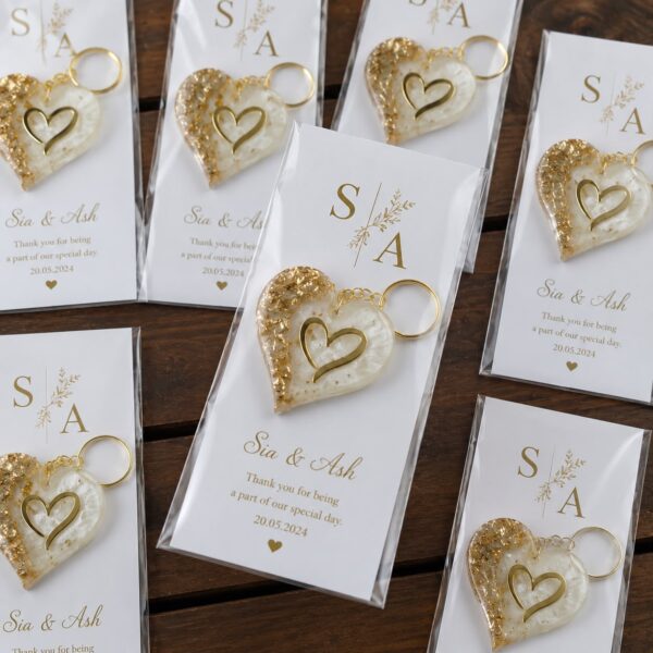 Customized Resin Heart Keychain – Return Gift (25 Pcs)