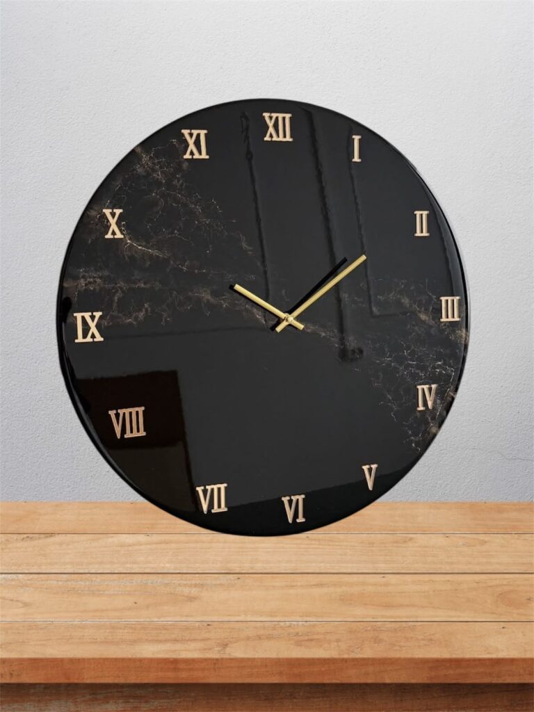 Midnight Marble Luxury Resin Clock - 12 Inch