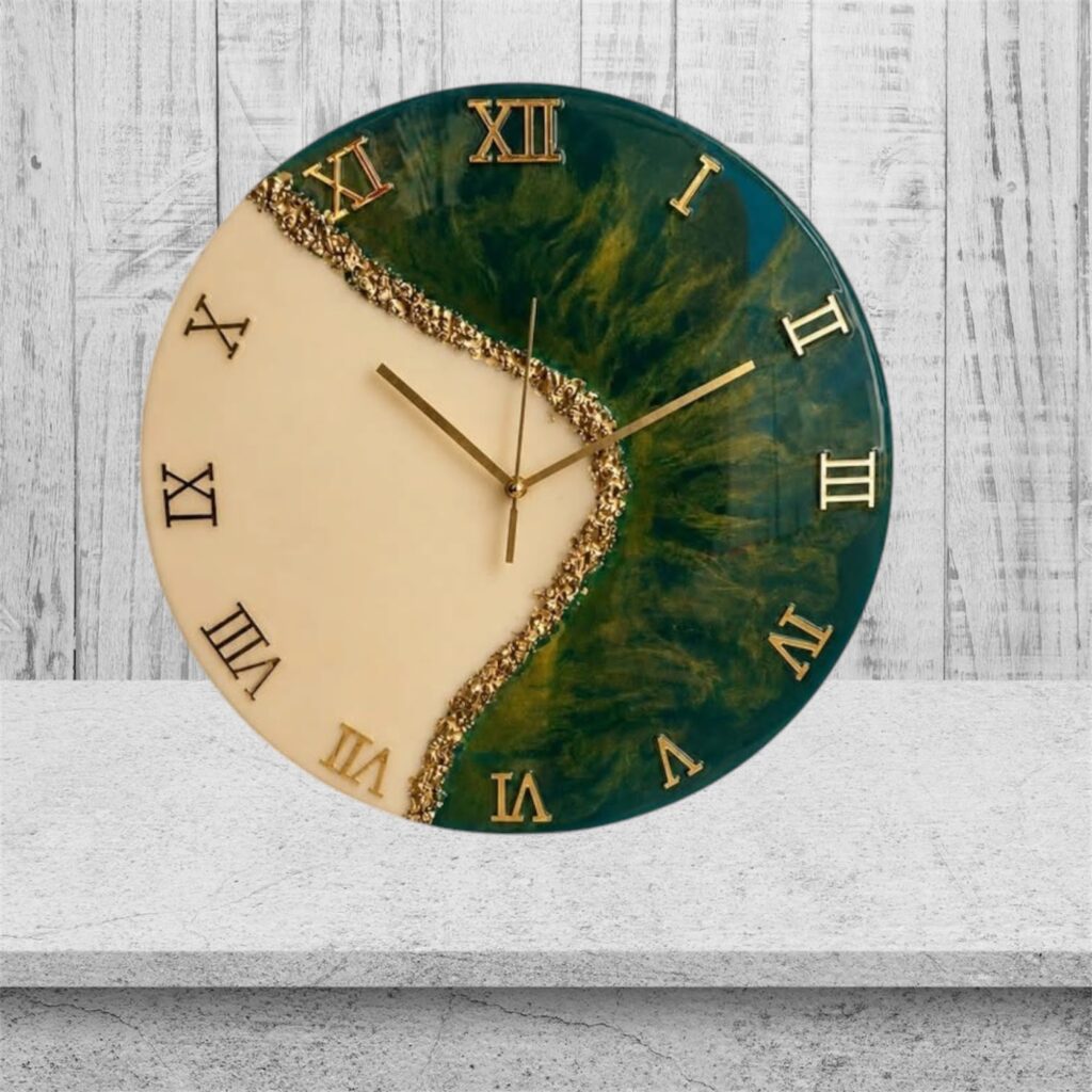 Emerald Luxe Resin Wall Clock – 12 Inch